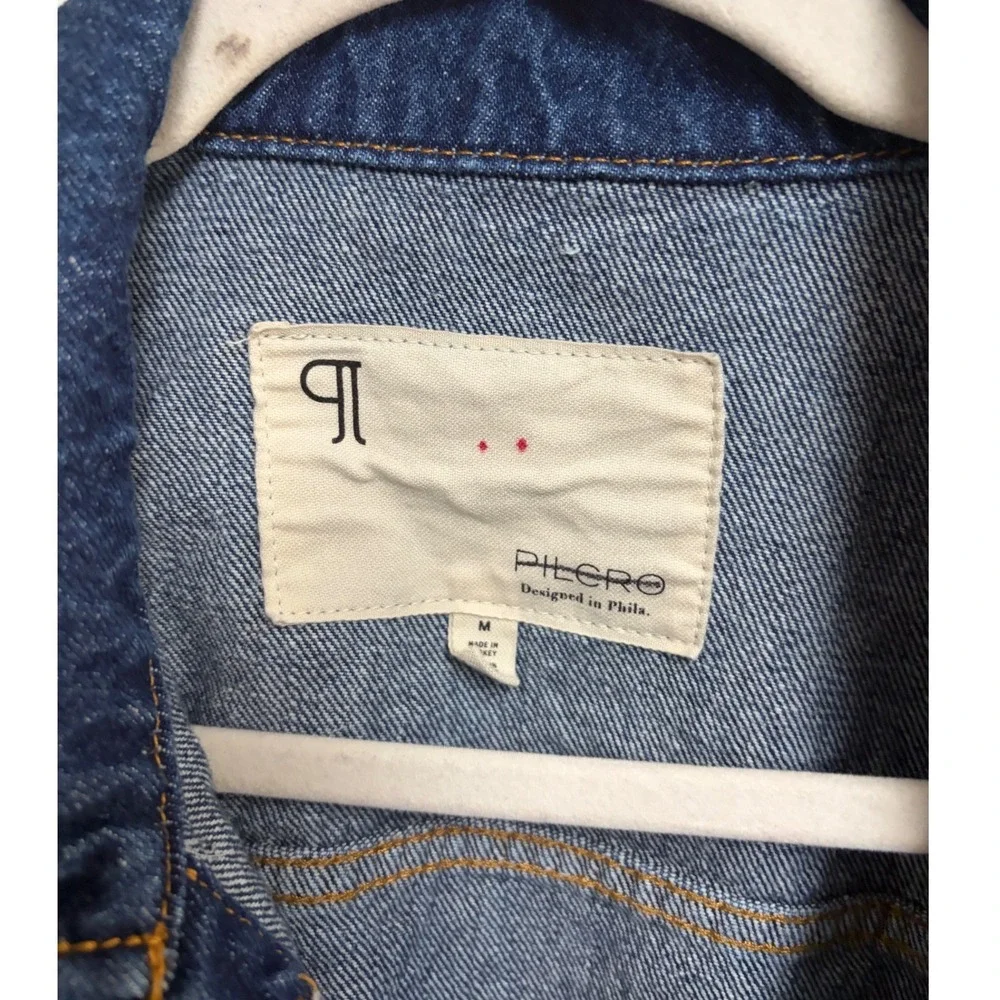 Pilcro‎ Denim Jacket Blue Puff-Sleeve Button-Up Cropped Medium